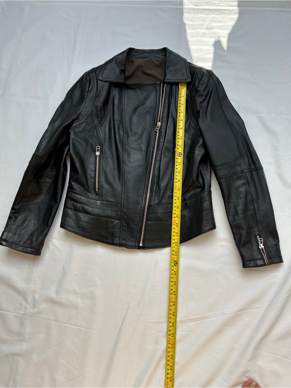 Black Leather Moto Jacket - Women's Classic Zip Front